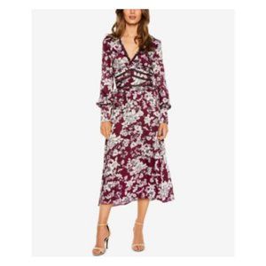 Bardot Womens Floral Midi Dress V-Neck Lattice
